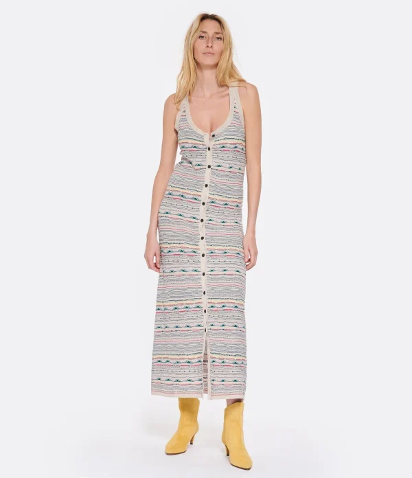 MARANT ÉTOILE Robe Longue Haro Lin Écru Pas Cher soldes France 4