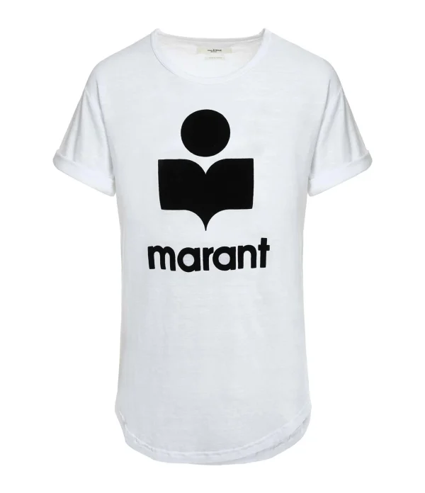 MARANT ÉTOILE Tee-shirt Koldi Lin Blanc Noir prix pas cher 1