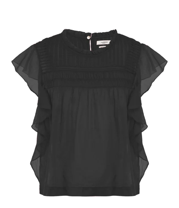 MARANT ÉTOILE Top Layona Coton Organique Noir magasin solde 1