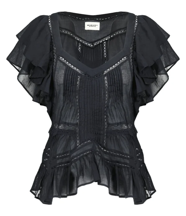 luxe soldes MARANT ÉTOILE Top Madrana Coton Noir 1