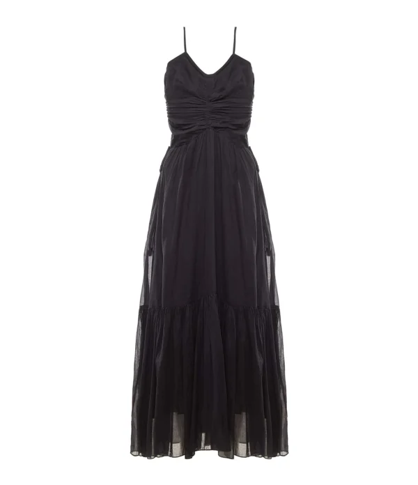 MARANT ÉTOILE Robe Longue Giana Coton Noir garantis authentique 1