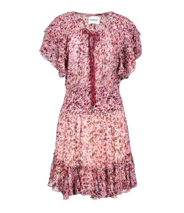 MARANT ÉTOILE Robe Florise Imprimé Framboise Écru Prestation Et Rapide 1