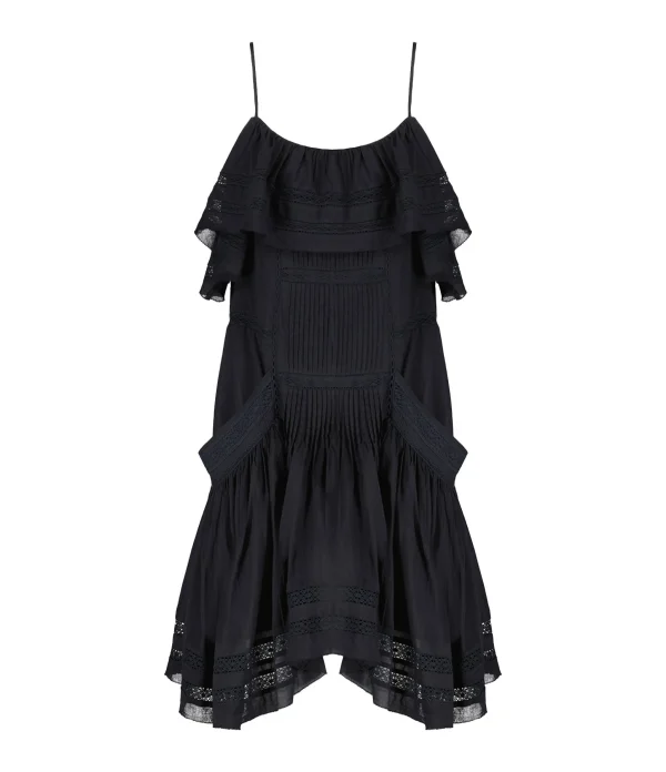 MARANT ÉTOILE Robe Moly Coton Noir Pas Cher Magasin Soldes 1