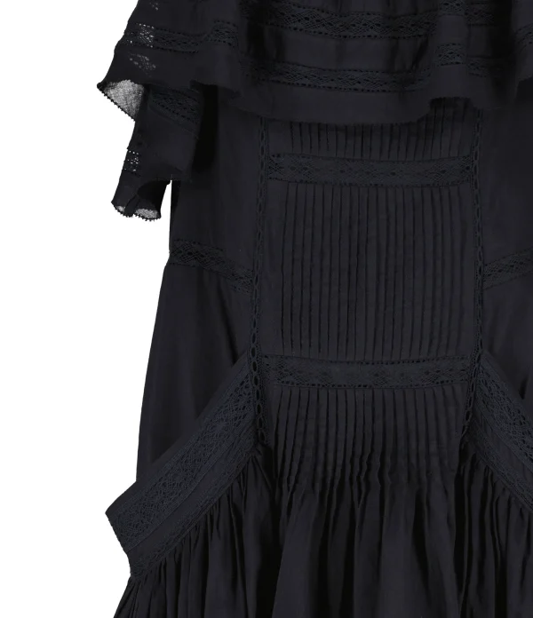 MARANT ÉTOILE Robe Moly Coton Noir Pas Cher Magasin Soldes 3