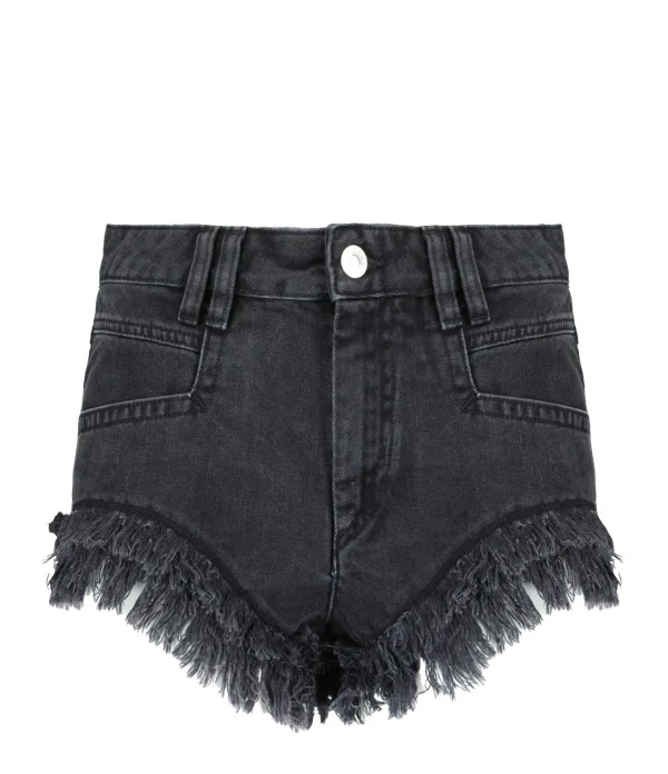 MARANT ÉTOILE Short Eneidao Coton Noir Délavé magasins pour 1