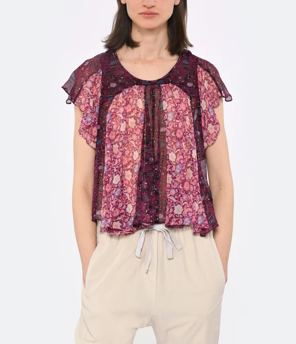 Isabel Marant Top Oriane Soie Fuchsia Acheter 4