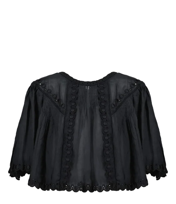 Isabel Marant Top Ogalice Ramie Noir Nouvelle Collection 1