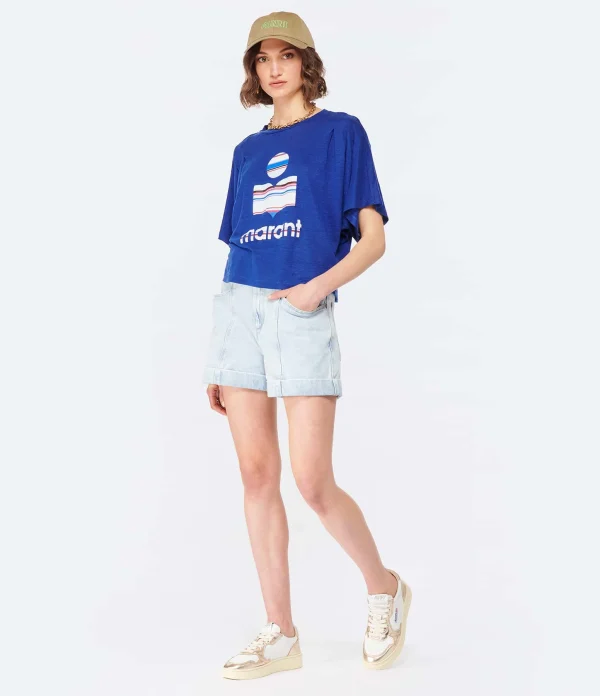 Isabel Marant Short Vetanio Coton Bleu Clair magasin pas cher 4