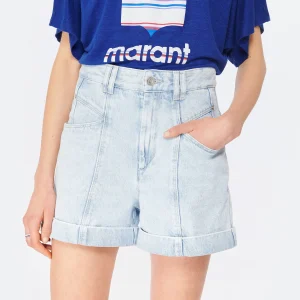 Isabel Marant Short Vetanio Coton Bleu Clair magasin pas cher 13