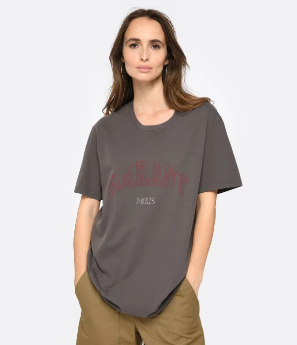 Isabel Marant Tee-shirt Homme Honore Coton Noir Délavé prix le plus bas 4