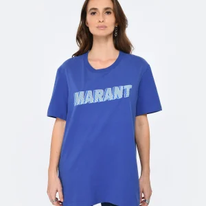 grande marque pas cher Isabel Marant Tee-shirt Homme Honore Coton Bleu Électrique 12