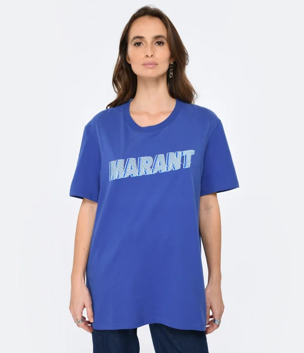 grande marque pas cher Isabel Marant Tee-shirt Homme Honore Coton Bleu Électrique 4