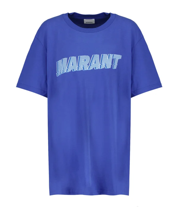 grande marque pas cher Isabel Marant Tee-shirt Homme Honore Coton Bleu Électrique 1