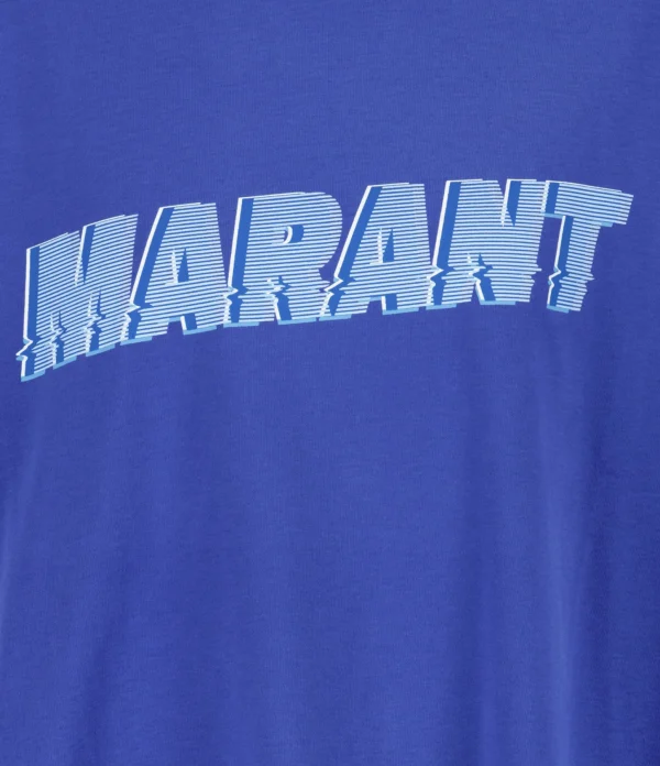 grande marque pas cher Isabel Marant Tee-shirt Homme Honore Coton Bleu Électrique 3