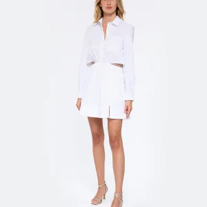 JONATHAN SIMKHAI Robe Shaelyn Coton Blanc le grand escompte 7