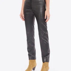 Joseph Pantalon Coleman Cuir Noir shopping pas cher 16