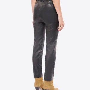 Joseph Pantalon Coleman Cuir Noir shopping pas cher 18