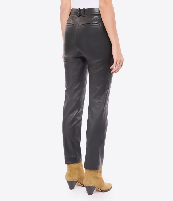 Joseph Pantalon Coleman Cuir Noir shopping pas cher 6