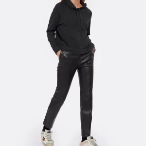 Joseph Pantalon Coleman Cuir Noir shopping pas cher 20