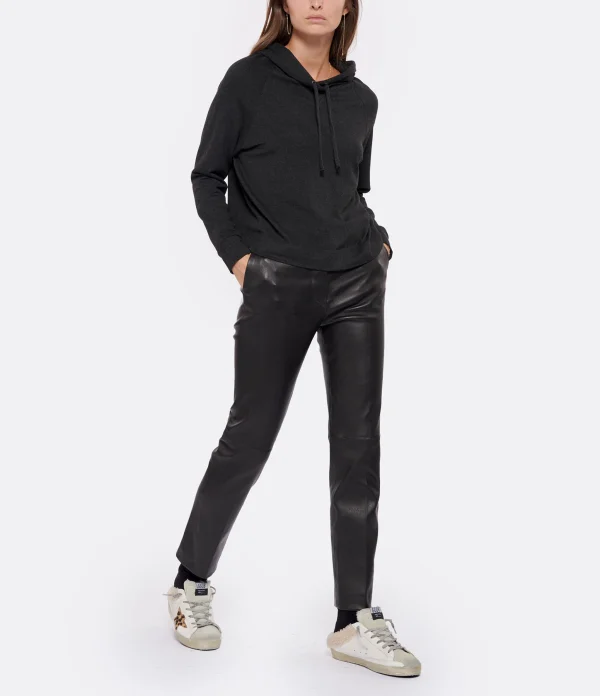 Joseph Pantalon Coleman Cuir Noir shopping pas cher 7