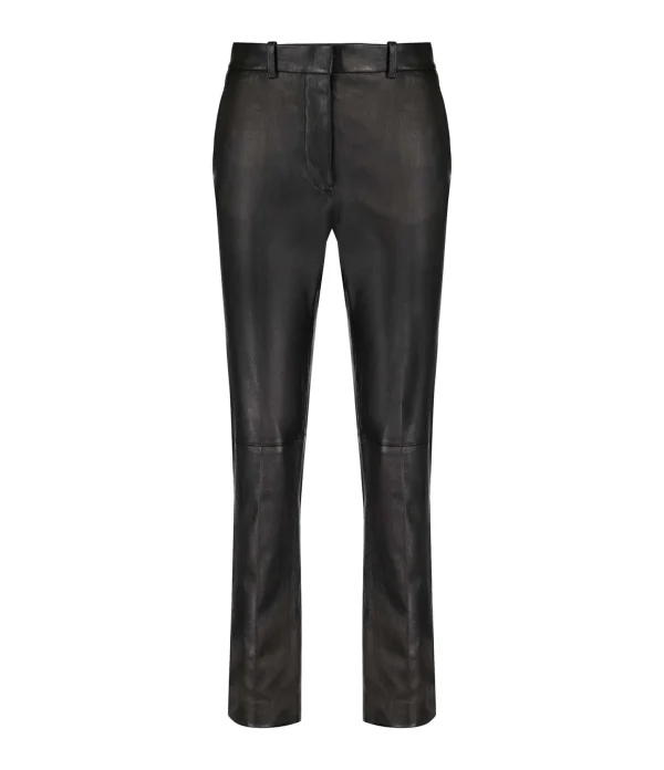 Joseph Pantalon Coleman Cuir Noir shopping pas cher 1