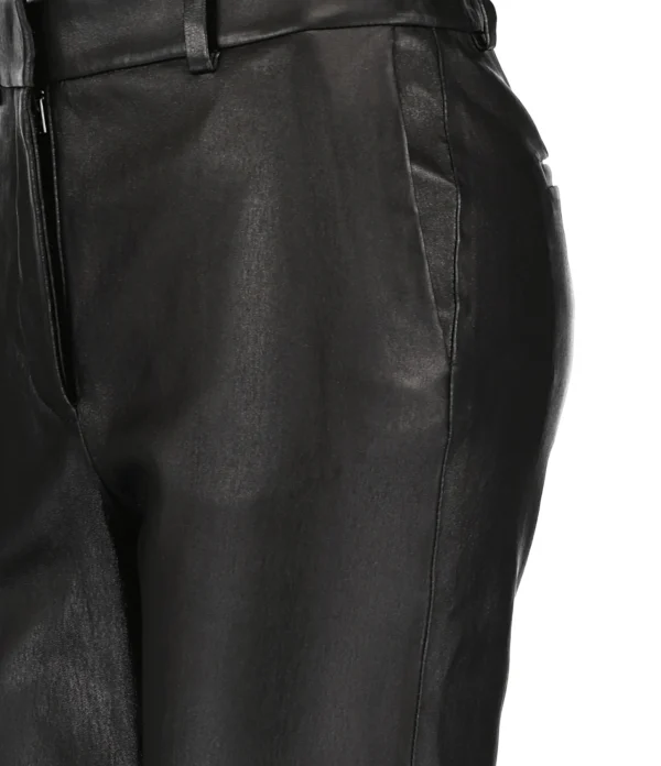 Joseph Pantalon Coleman Cuir Noir shopping pas cher 3