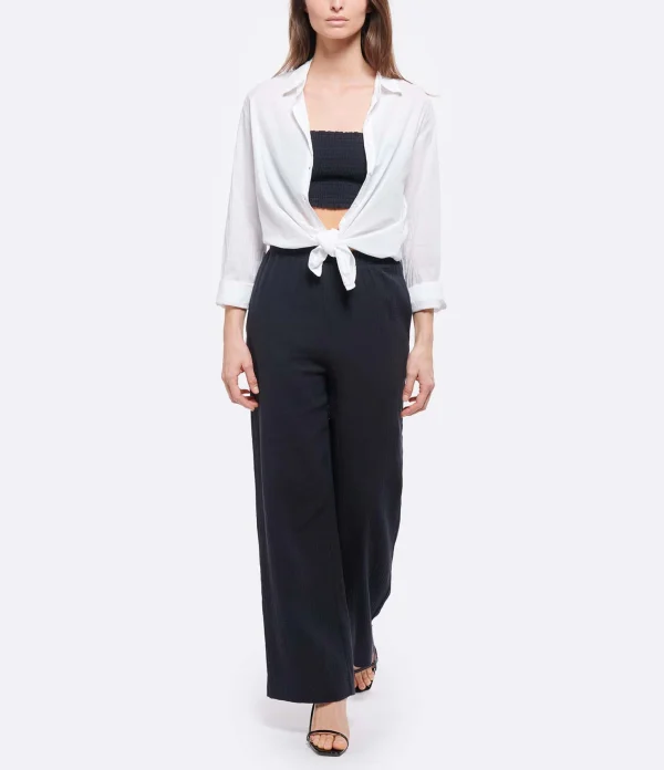 pas cher JEANNE VOULAND Pantalon Hory Gaze De Coton Noir 4