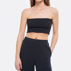 JEANNE VOULAND Top Hyna Bandeau Gaze De Coton Noir mode 12