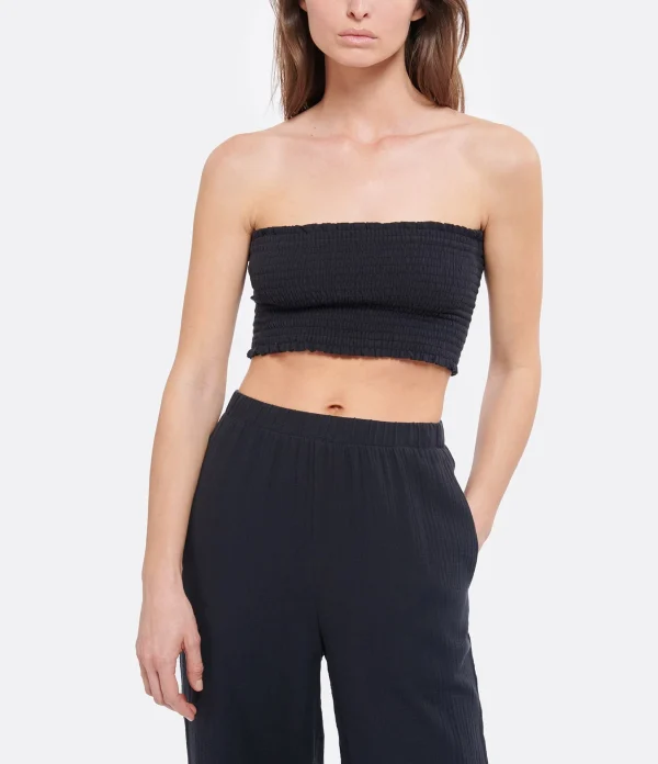 JEANNE VOULAND Top Hyna Bandeau Gaze De Coton Noir mode 4