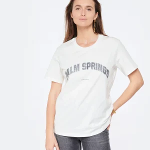 JEANNE VOULAND Tee-shirt Jai Palm Springs Glitter Gun Metal Blanc design à la mode 11