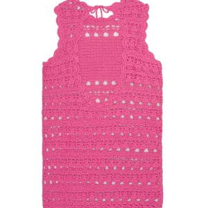 meilleur service Ganni Robe De Plage Crochet Coton Organique Rose 8