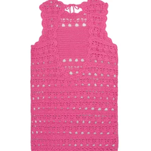 Ganni Robe De Plage Crochet Coton Organique Rose exclusivement disponibles 8