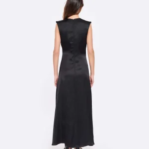 pas cher en vente LOULOU STUDIO Robe Sans Manches Copan Satin Noir 12