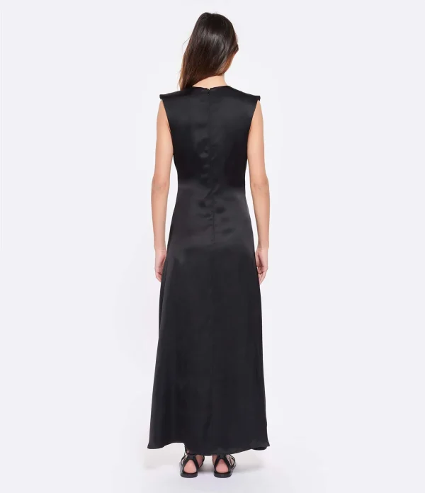 pas cher en vente LOULOU STUDIO Robe Sans Manches Copan Satin Noir 5