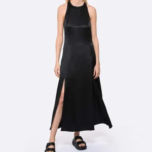 magasin solde LOULOU STUDIO Robe Midi Mina Soie Noir 7