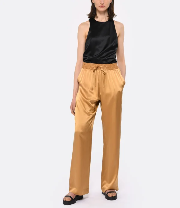 Officielle LOULOU STUDIO Pantalon Soma Soie Camel 3