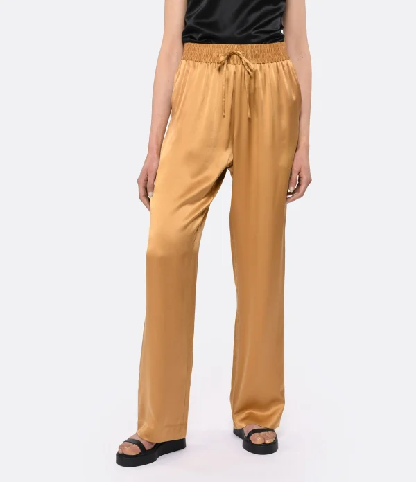 Officielle LOULOU STUDIO Pantalon Soma Soie Camel 4