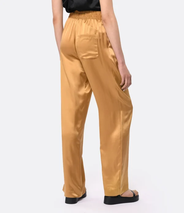 Officielle LOULOU STUDIO Pantalon Soma Soie Camel 5