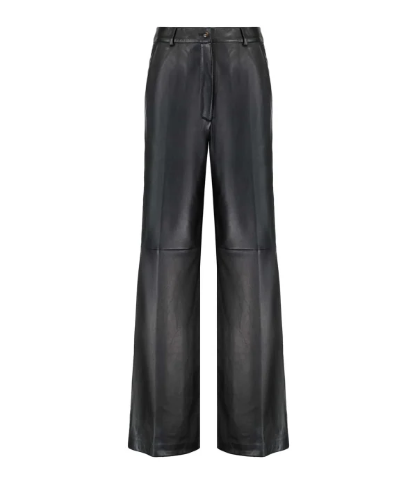 design à la mode LOULOU STUDIO Pantalon Noro Large Cuir Noir 1