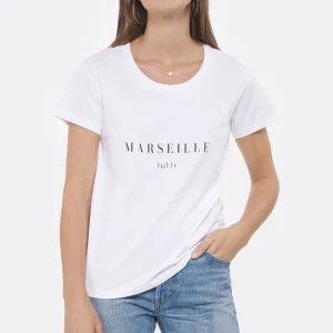 grande popularité Tee-shirt Lulli Marseille Col Rond Coton Bio Blanc, Collaboration Jeanne Vouland X Lulli 8