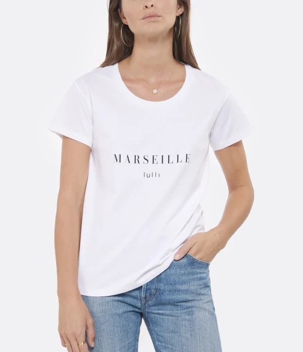 grande popularité Tee-shirt Lulli Marseille Col Rond Coton Bio Blanc, Collaboration Jeanne Vouland X Lulli 3