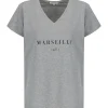 Tee-shirt Lulli Marseille Col V Coton Gris, Collaboration Jeanne Vouland X Lulli boutique en ligne france 16