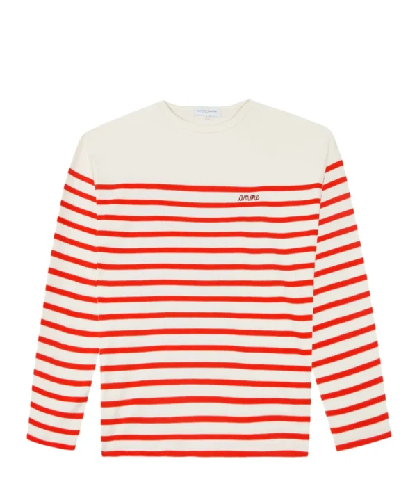 Maison Labiche Tee-shirt Cool Sailor Amore Coton Biologique Rouge Ivoire qualité supérieure 1