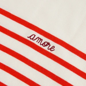 Maison Labiche Tee-shirt Cool Sailor Amore Coton Biologique Rouge Ivoire qualité supérieure 9