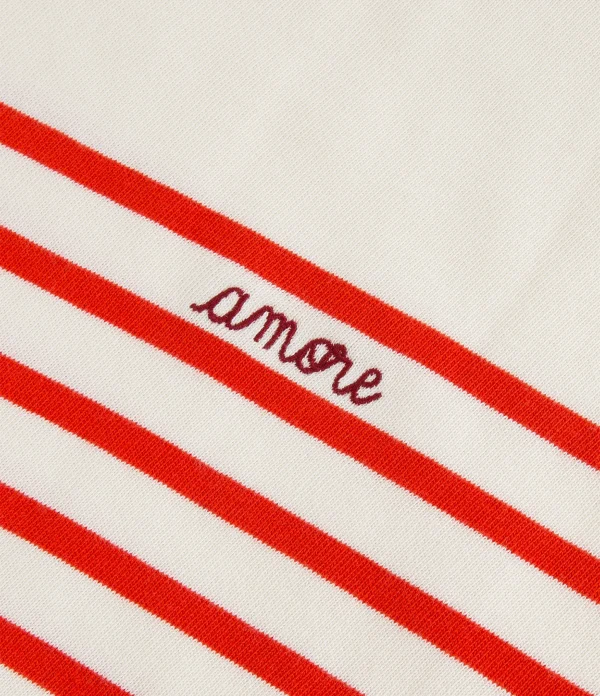 Maison Labiche Tee-shirt Cool Sailor Amore Coton Biologique Rouge Ivoire qualité supérieure 3