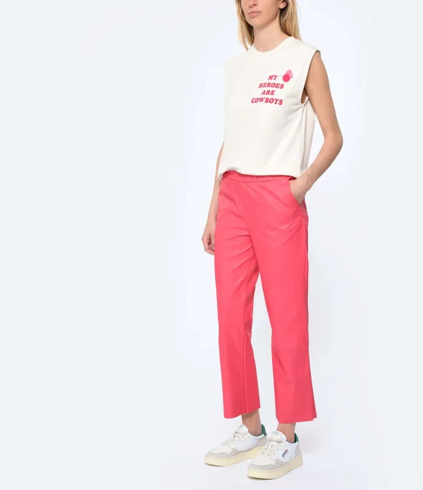 MAEVY MOUVEMENT LIBRE Pantalon Pantavegan Cuir Vegan Fraise vente pas cher 4