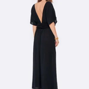 Réductions MAISON SAINT JULIEN Robe Empire Longue Coton Noir 12