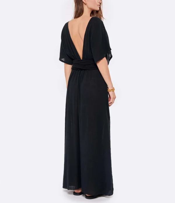 en ligne MAISON SAINT JULIEN Robe Empire Longue Coton Noir 5