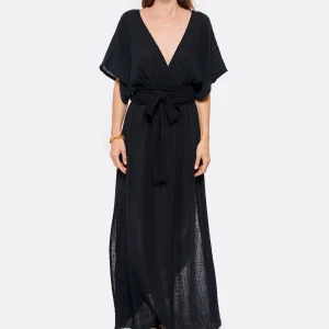 en ligne MAISON SAINT JULIEN Robe Empire Longue Coton Noir 10