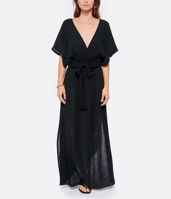 en ligne MAISON SAINT JULIEN Robe Empire Longue Coton Noir 4